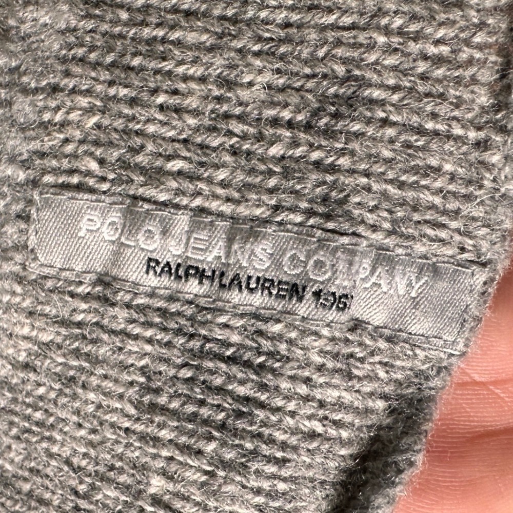 Ralph Lauren Polo Jeans Co Grey 100% Wool V-Neck Sweater Mens Large Japan Made - Picture 2 of 9